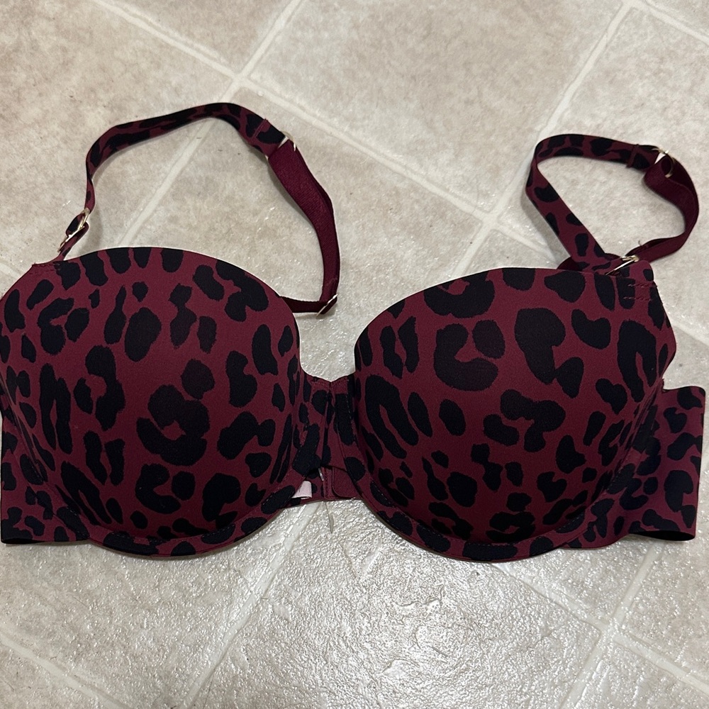 Stella McCartney Burgundy Leopard Print Bra
